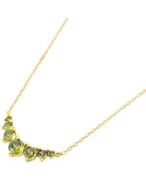 Harfi Graduated Round Peridot Stones Plated Necklace - Metallic