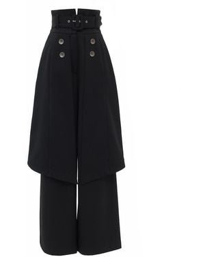 Julia Allert Wide Leg Pants With Skirt Overlay - Black