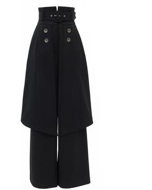 Julia Allert Wide Leg Pants With Skirt Overlay - Black