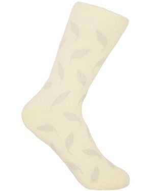 Peper Harow - Made in England Neutrals Cream Leaf Socks - Natural