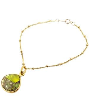 Harfi Natural Peridot August Birthstone Plated Bracelet - Metallic
