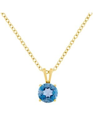 AVJD New York Solid Topaz Necklace One Carat Total Weight With Adjustable Necklace - Blue