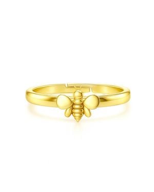 Unaloe Plated Small Bee Ring – Adjustable Symbolic Nature-Inspired Ring For - Yellow