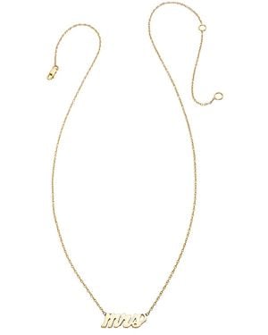 Heather Hawkins Jewelry Mrs Lowercase Script Fourteen Karat Fine Jewellery Necklace - Metallic