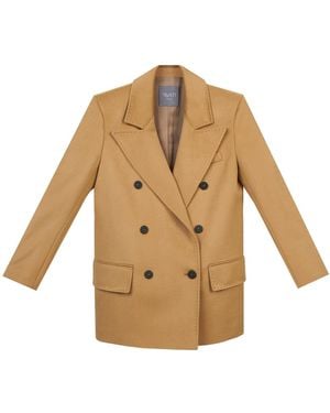 InAvati Double-Breasted Short Wool Coat - Natural