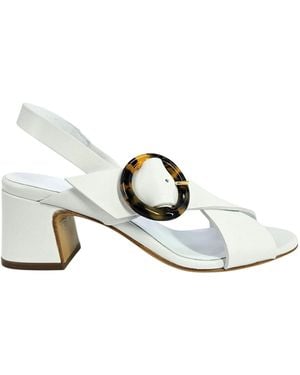 Madison Maison Leather Block Heel Singback Sandal - Metallic