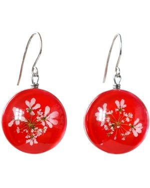 Laura Daili Queen Anne's Lace – Glass Earrings - Red