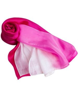 Silk and Bears Hot Ombre Hand-Dyed Silk Scarf – Mulberry Silk Wrap - Pink