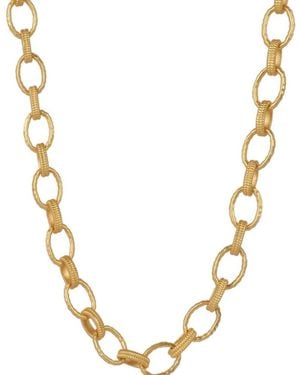 Lila Rasa Oval Hammered Link Necklace - Metallic
