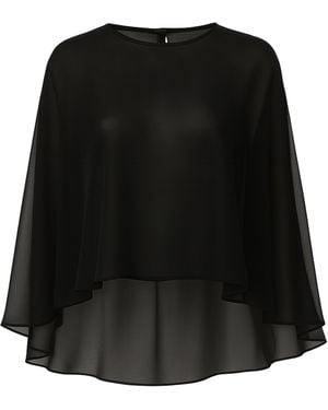 NAZLI CEREN Viona Chiffon Cape - Black