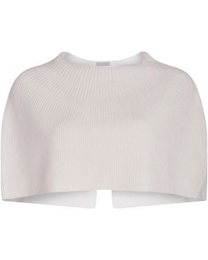 London Atelier Byproduct Neutrals Cream Mohair Wool Knitted Cape - White