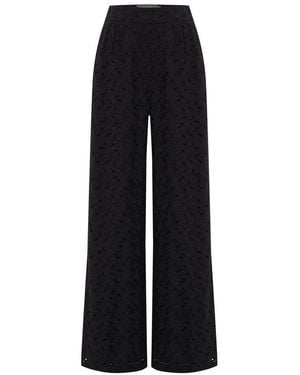 Exquise Broderie Anglaise Fabric Trousers - Black