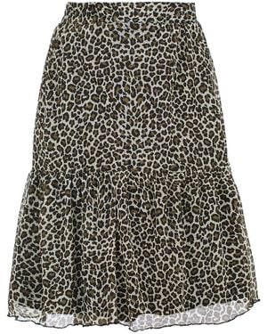 Conquista Leopard Print Layered Midi Skirt - Gray