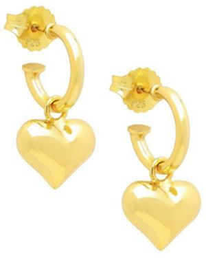 Seven Saints Puffy Heart Dangle Hoop Earrings, Over Sterling - Metallic