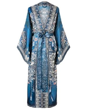 Silk&Soul Tree Of Life Silk Robe - Blue