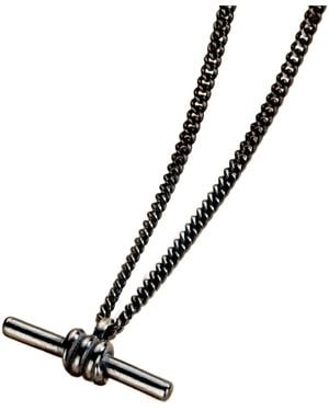 Posh Totty Designs Oxidised Sterling Column T-Bar Pendant Necklace - Black