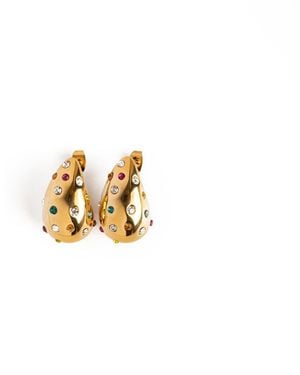 Superdivajewellery Teja Pear Drop Multicolored Earrings - Metallic