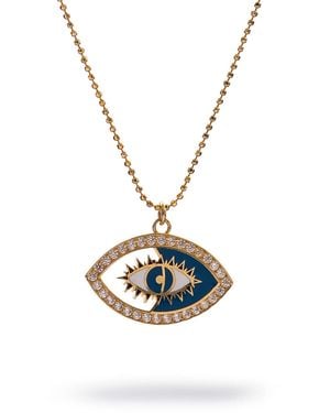 Ebru Jewelry Celestial Evil Eye Enamel Necklace - Metallic