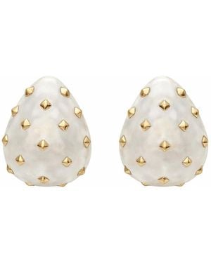 Michael Nash Jewelry Maristella Mother Of Pearl Studded Resin Pierced Hoop Earrings - Metallic