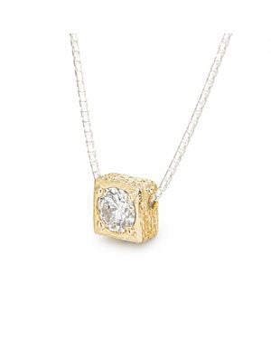 Karyn Chopik Studio Ltd Celebrate Necklace Bronze Cube On Sterling Chain - Metallic