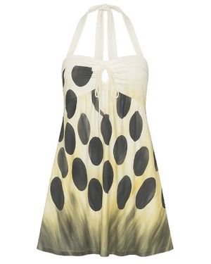 Conquista Halter Neck Print Dress - White