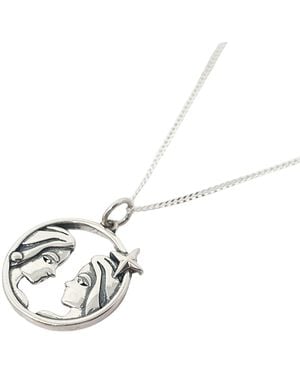 Harfi Gemini Zodiac Horoscope Charm Sterling Necklace - Metallic