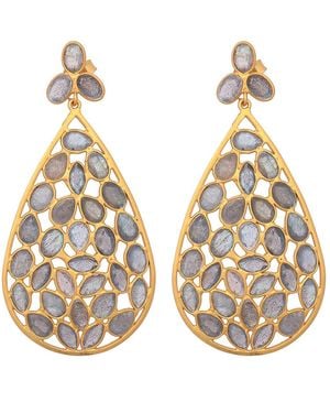 Opium Jewels Dew Drop Jali Earrings - Metallic