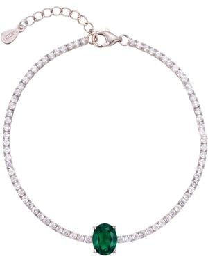 LÁTELITA London Garbo Oval Gemstone Tennis Bracelet Emerald - Metallic