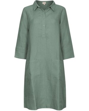 NoLoGo-chic Up Town Linen Shirt Dress - Green
