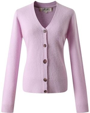 Fully Fashioning Ena Cashmere Cardigan - Purple