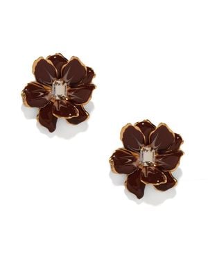 The Pink Reef Small Leather Jewel Box Earring - Brown