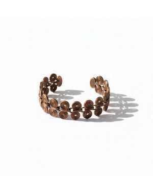 Anatoliacraft Handcrafted Copper Spiral Disc Open Cuff Bracelet - Metallic