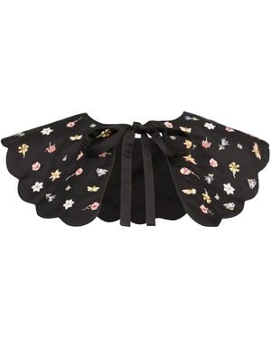 Fable England Floral Ditsy Satin Embroidered Collar - Black