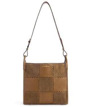 Orange Cube Large Mosaic Square Stitch Tote Bag - White