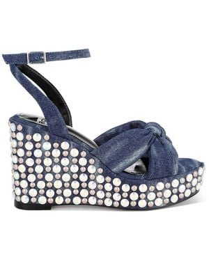 Rag & Co Moondot Embellished Wedge Heel Sandals - Green