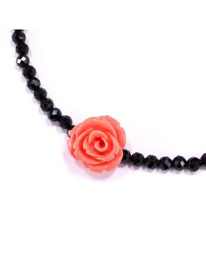 Mineralgems•Studio Onyx Choker With Mini Rose - Red