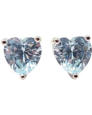 Harfi Topaz Heart Sterling Stud Gemstone Earrings - Blue