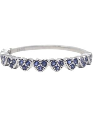 Harfi Sterling Sapphire September Birthstone Heart Eternity Ring - Blue