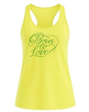 Conquista Sport Racer Back Print Top - Yellow