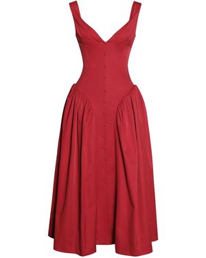 Miss Circle New York Nahla Drop Waist Midi Dress With Buttons - Red