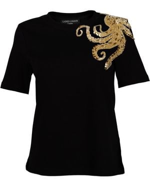 Laines London Laines Couture Embellished Octopus T-Shirt - Black