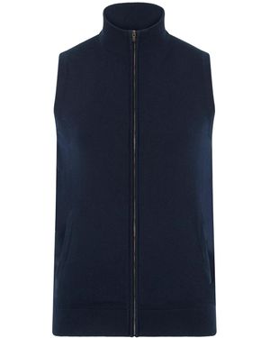 Paul James Knitwear Lightweight Cotton Zip Through Andrew Gilet - Blue