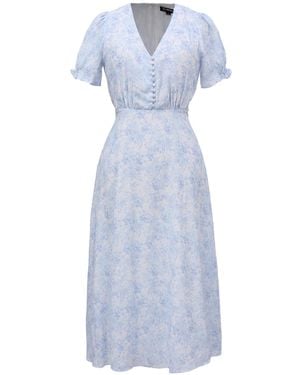 Smart and Joy Flared Empire Dress With Liberty Print - Blue