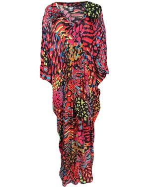 Any Old Iron Neon Animal Kaftan - Red