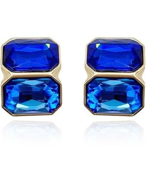 Michael Nash Jewelry Clara Sapphire And Light Sapphire Clip Earrings - Blue