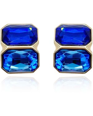Michael Nash Jewelry Clara Sapphire And Light Sapphire Clip Earrings - Blue