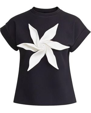 Julia Allert Crew-Neck Jersey T-Shirt With Flower - Black