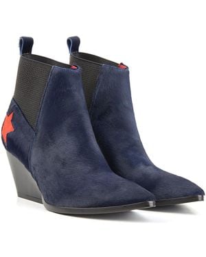 Rosamund Muir London Felixa Calf Hair With Star Ankle Boots - Blue