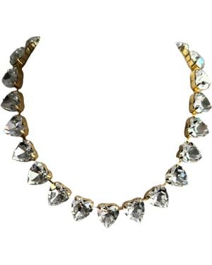 Laura Gray Grace Diamond Crystal Heart Necklace - Metallic