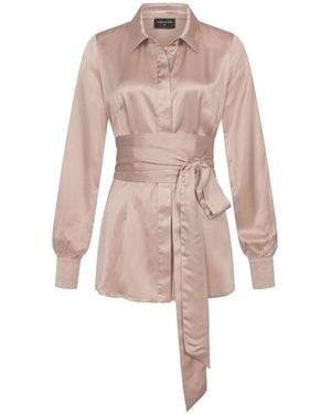 Marianna Déri Satin Blouse With Tie Belt - Pink
